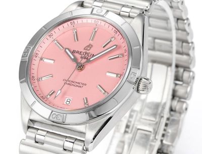 Breitling Chronomat Automatic 36MM Imported 2824 Movement Stainless Steel Bracelet Women Pink Watch